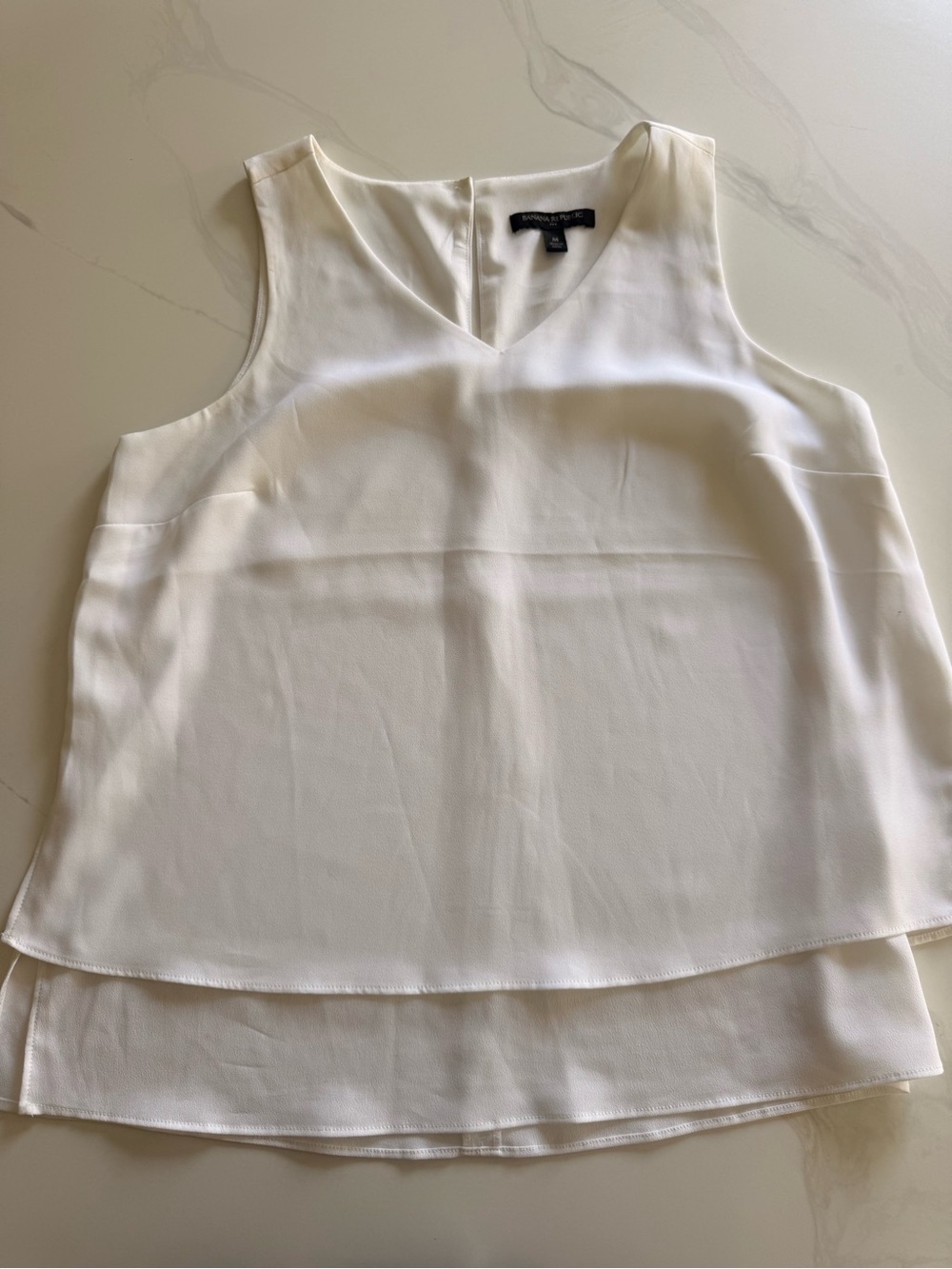 Banana Republic White Layered V-Neck Sleeveless Camisole
